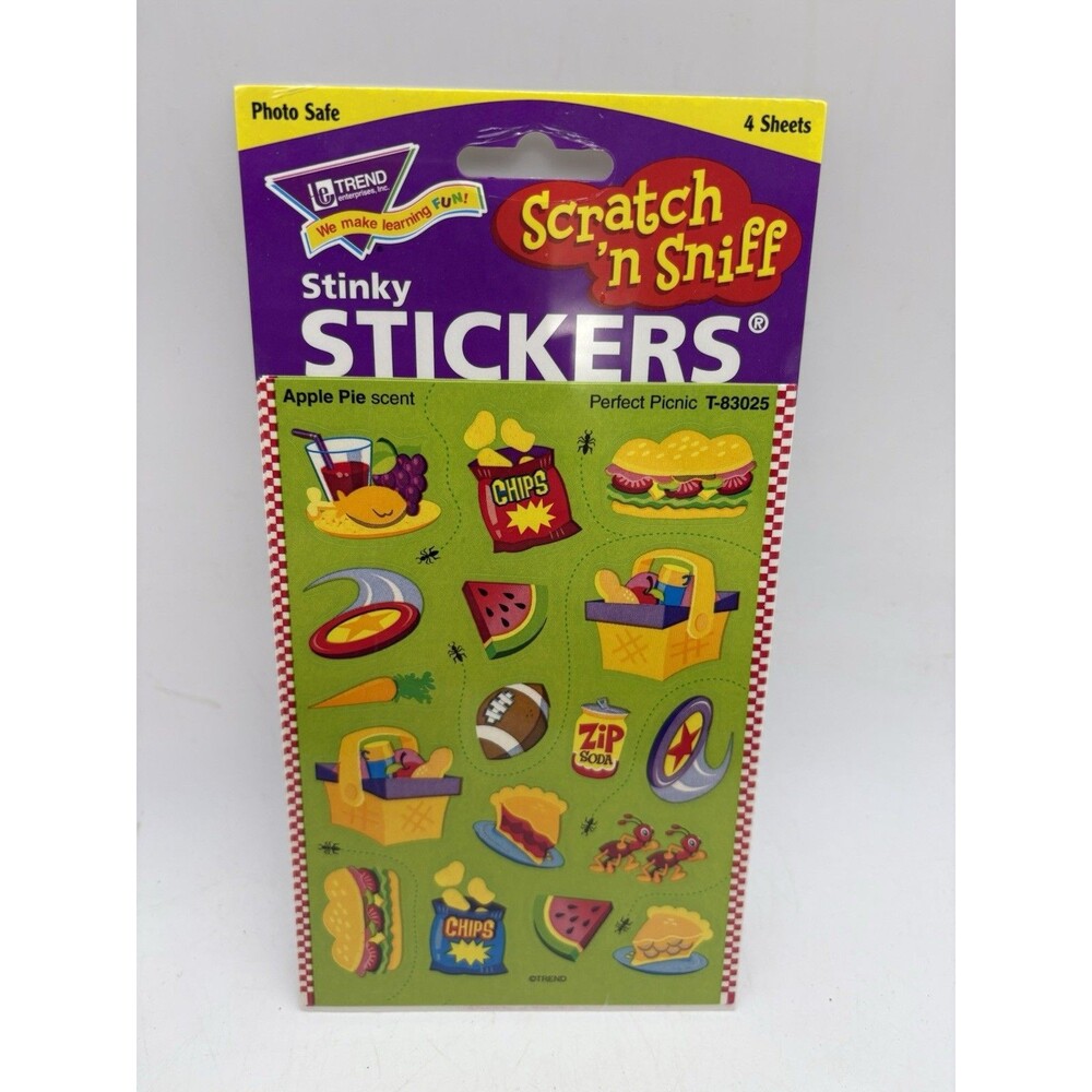 TREND T-83025 Perfect Picnic Apple Pie Scratch Sniff Stinky Stickers 4 Sheets